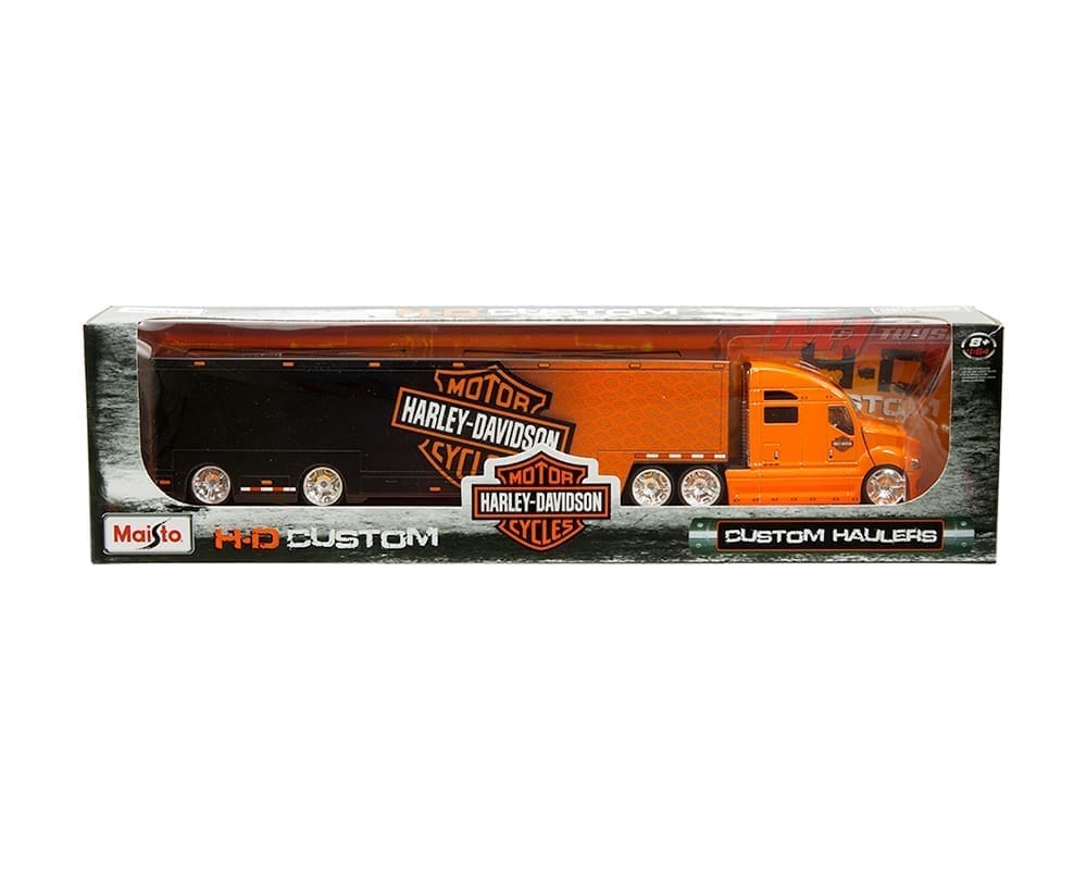 Maisto 1:64 Harley-Davidson Custom Haulers with Logo – Orange – H-D Custom