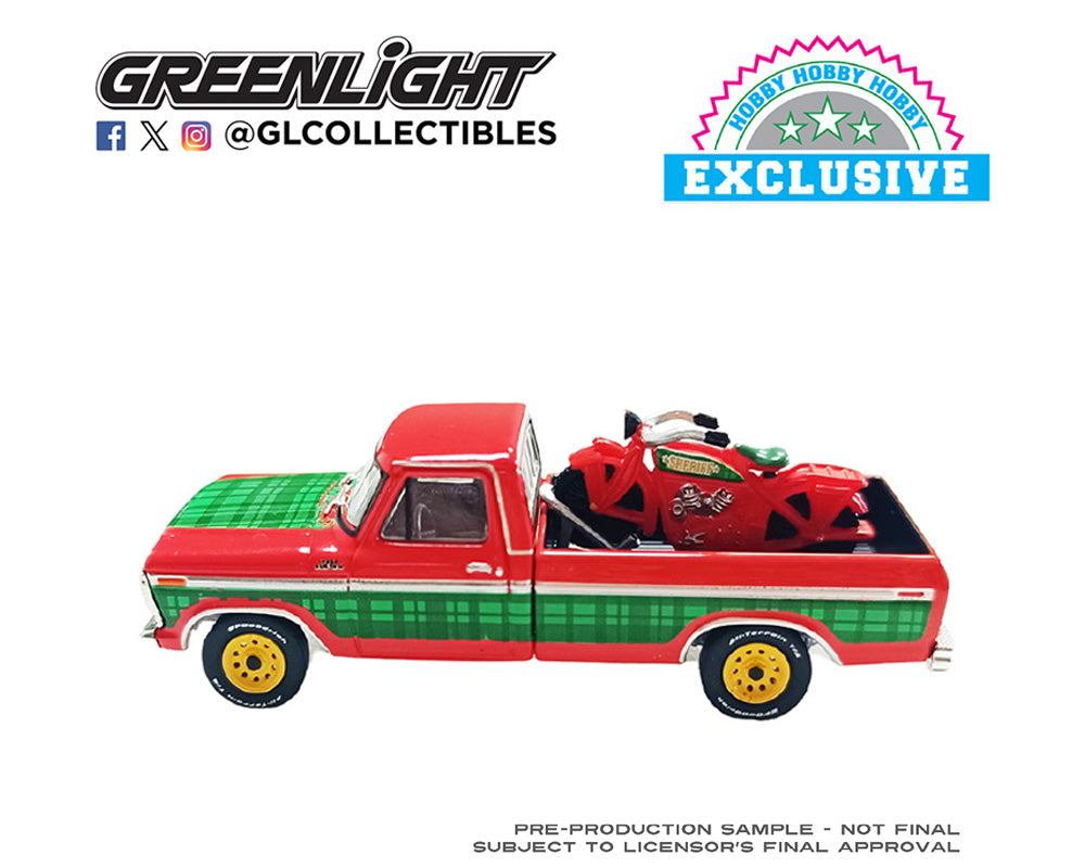 Greenlight 1:64 2025 Christmas Edition 1978 Ford F-250 with Vintage Motorcycle – Hobby Exclusive