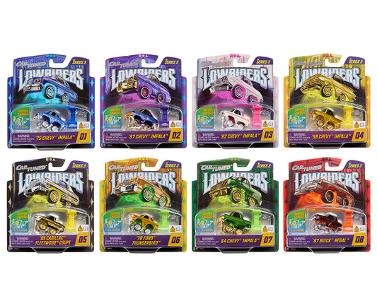 CarTuned 1:64 Lowriders SHOW GLOW Series 3 Assortment of 8 Styles 2026 – L.E.D. Light Up & Hopper Chassis Option