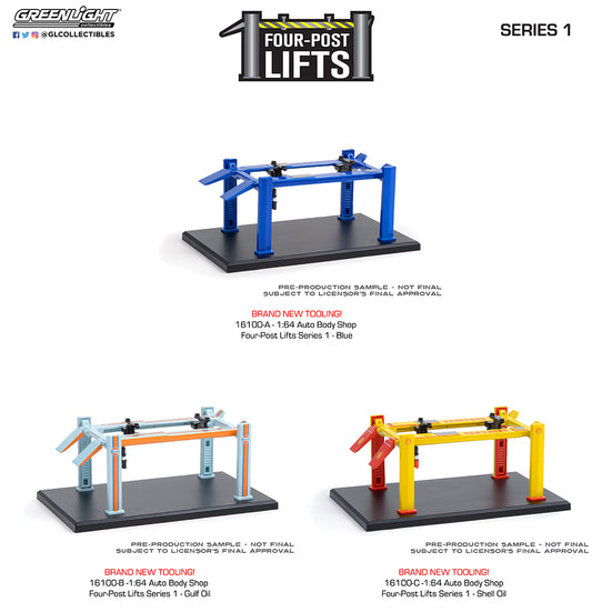 Greenlight 1:64 Auto Body Shop – Four-Post Lifts Series 1