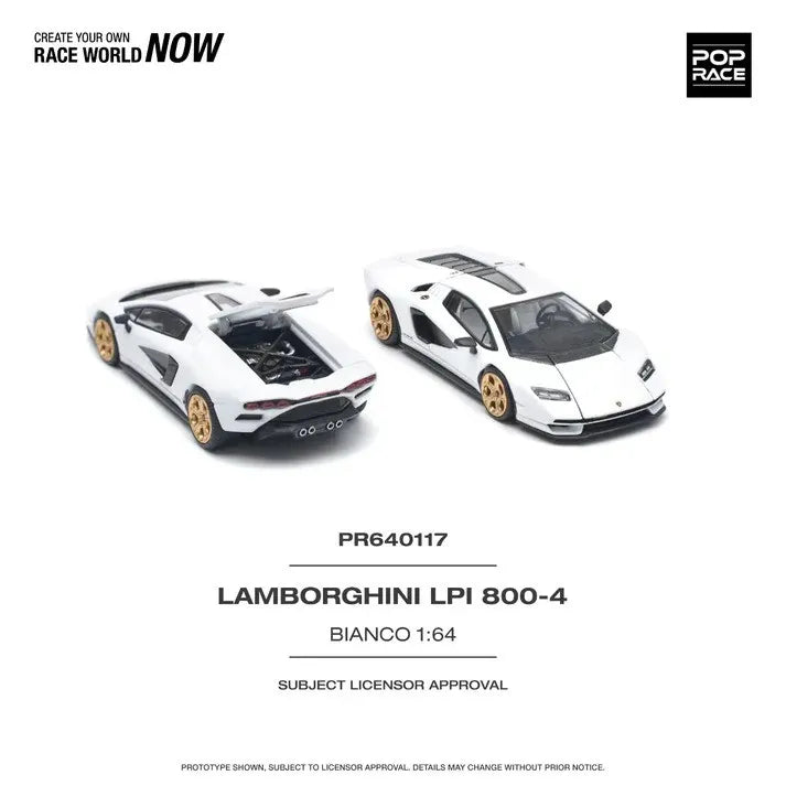 PopRace 1:64 Lamborghini Countach LPI 800-4 Bianco Siderale