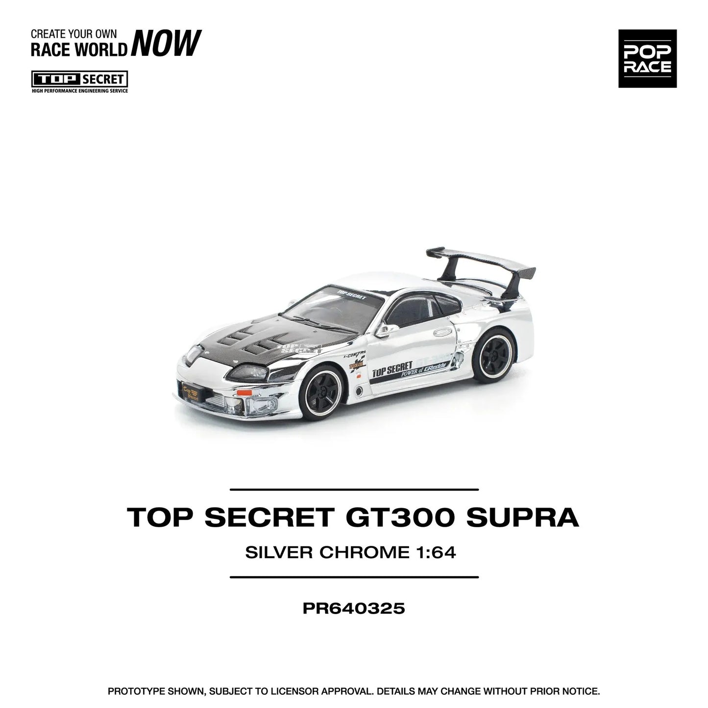 PopRace 1:64 TOP SECRET GT300 SUPRA – SILVER CHROME
