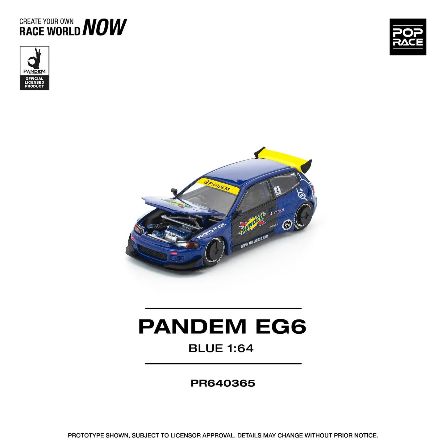 PopRace 1:64 PANDEM CIVIC EG6 – BLUE/BLACK