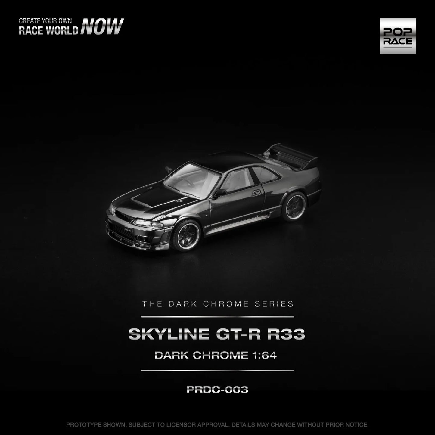 Pop Race – 1:64 R33 GT-R – DARK CHROME