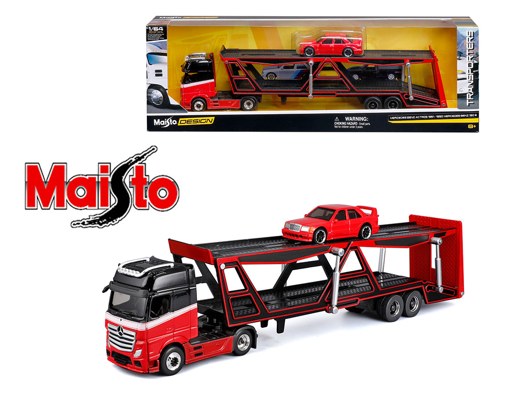 Maisto 1:64 Mercedes-Benz Actros / 1990 Mercedes-Benz 190E – Red