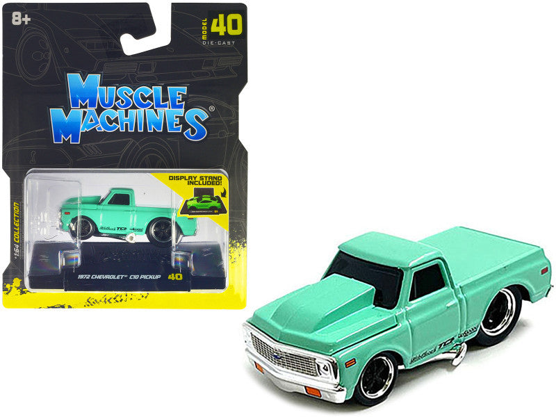Muscle Machines 1:64 1972 Chevrolet C10 Pickup Truck Light Green