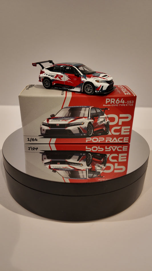 PopRace 1:64 Honda Civic Type-R TCR FL5 Presentation White