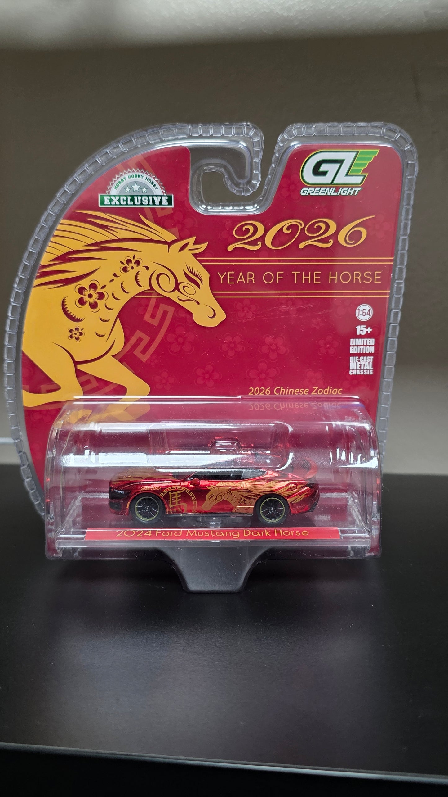 Greenlight 1:64 2024 Ford Mustang Dark Horse – Chinese Zodiac 2026 Year of the Horse "Chase"