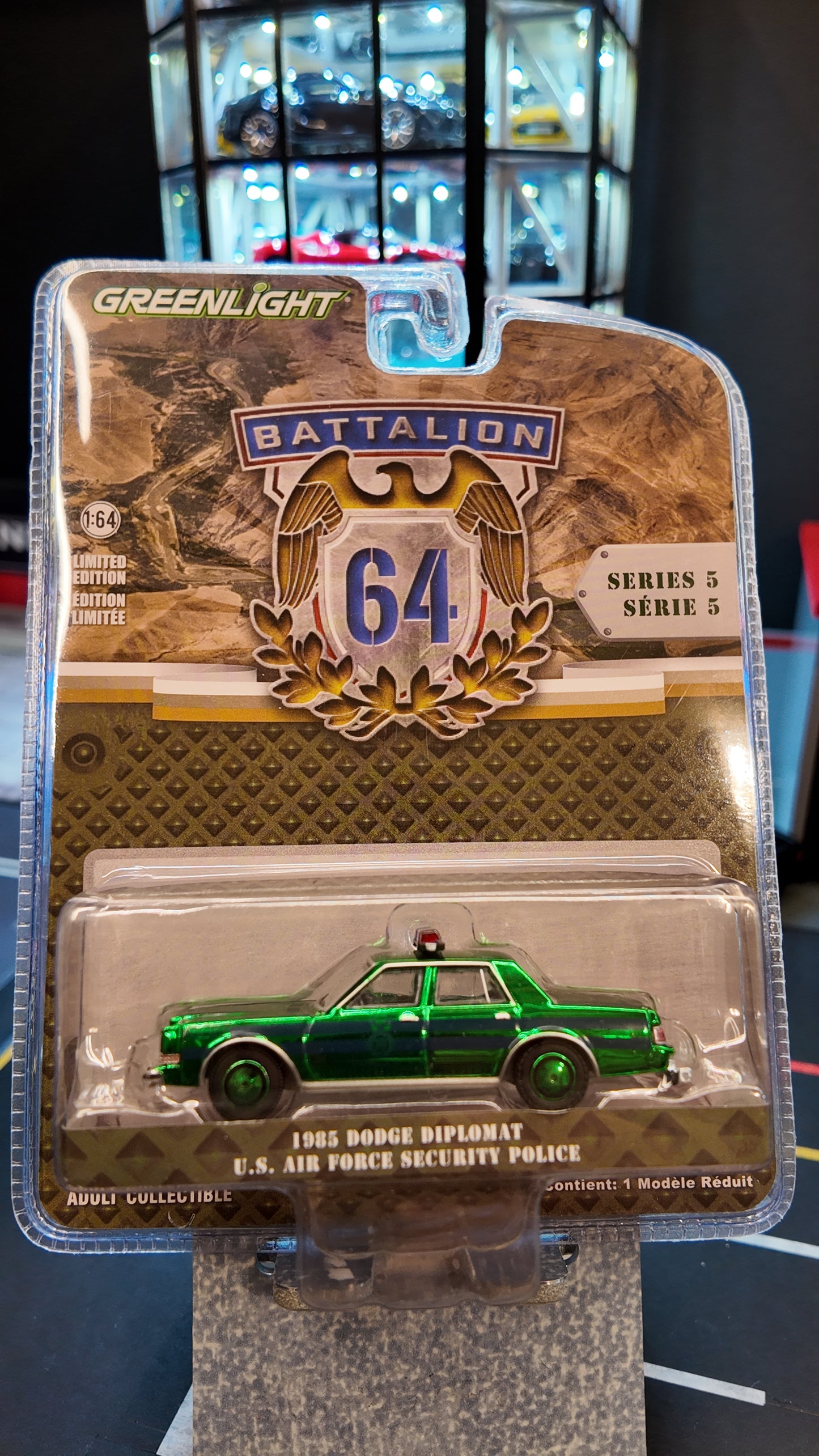 Greenlight 1:64 scale 1985 Dodge Diplomat U.S. Air Force Security Police "Battalion 64 Chase"