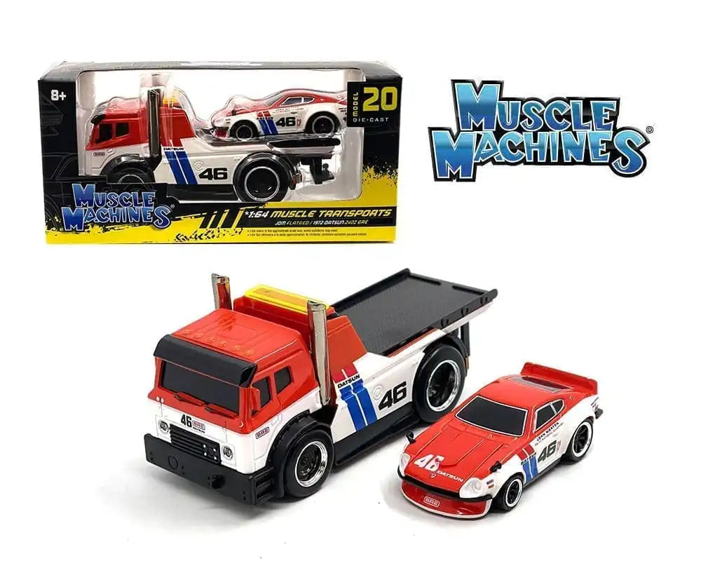 Maisto 1:64 JDM Flatbed + 1972 Datsun 240Z BRE#46/RED-WHITE