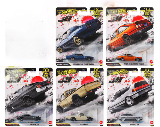 Hot Wheels 1:64 Car Culture 10th Anniversary 2026 P Case – Japan Historics 5 Assortment