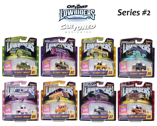 CarTuned 1:64 Lowriders SHOW GLOW Series 2 Assortment of 8 Styles 2026 – LED Light Up Chassis