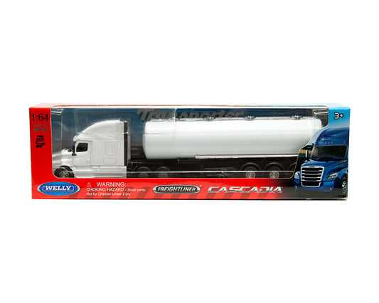 Welly 1:64 Freightliner Cascadia Oil Tanker – Plain White – Transporter