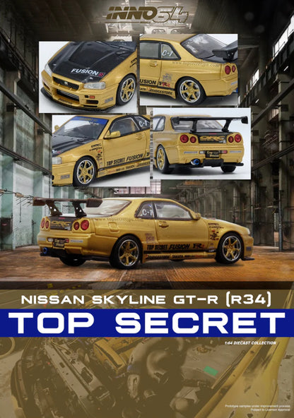 INNO64 1:64 TOP SECRET R34 GT-R Gold