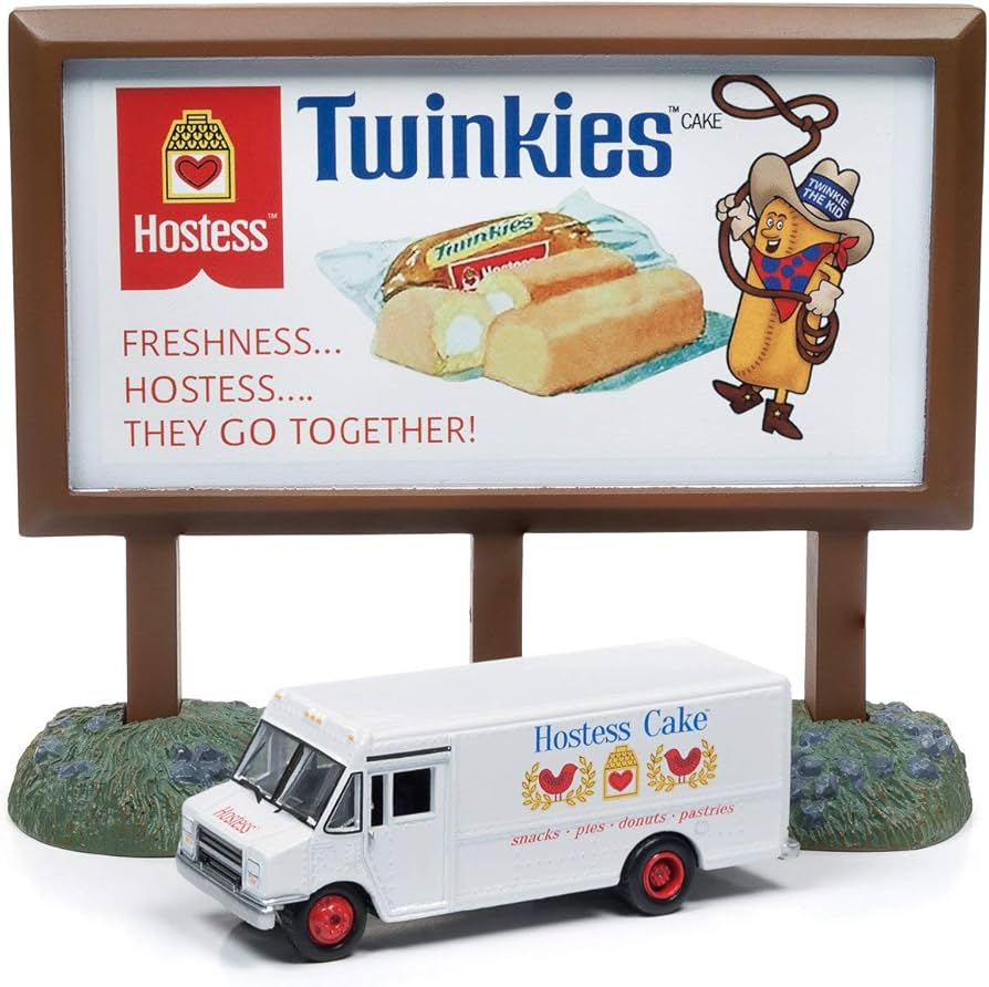 Johnny Lightning Hostess billboard ad polyresin relief with a Hostess GMC Step Van (White)