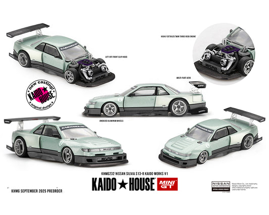 Kaido House x Mini GT Nissan Silvia S13-R KAIDO WORKS V1 – Sea Foam Green