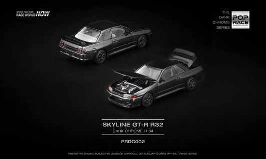 PopRace 1:64 Nissan Skyline GT-R R32 Dark Chrome