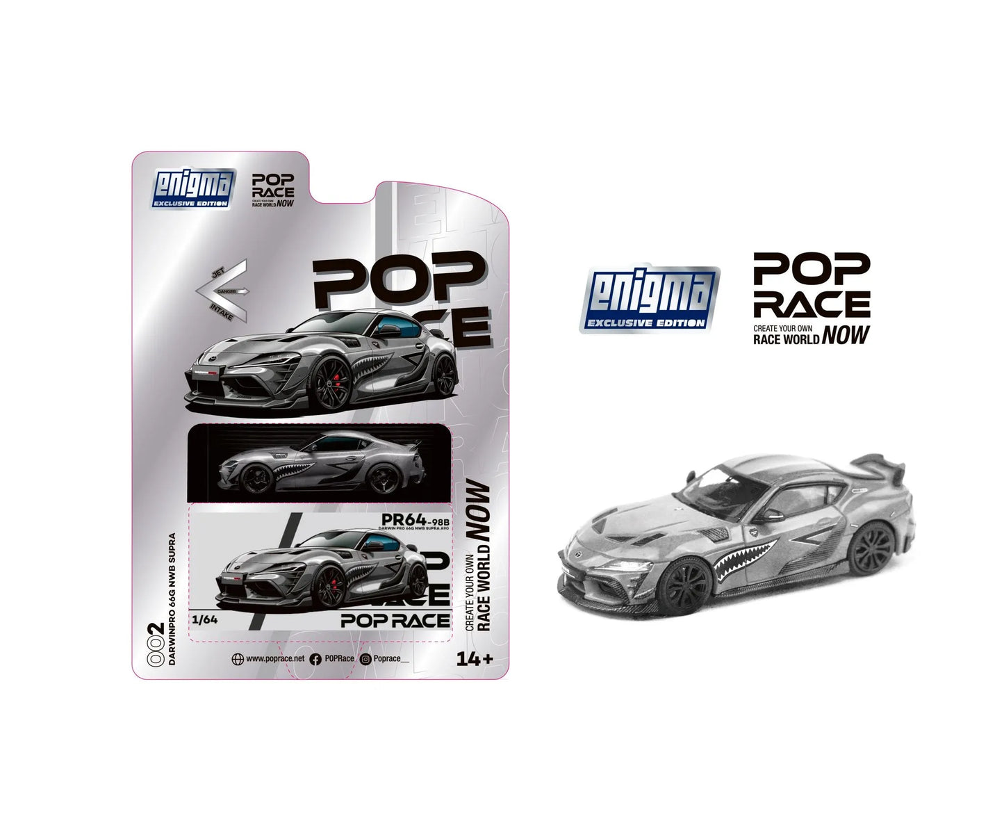 PopRace – 1:64 Darwin Pro 66G NWB Supra A90 – Grey Metallic PR640098B
