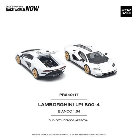 PopRace  1:64 Lamborghini Countach LPI 800-4 Bianco Siderale
