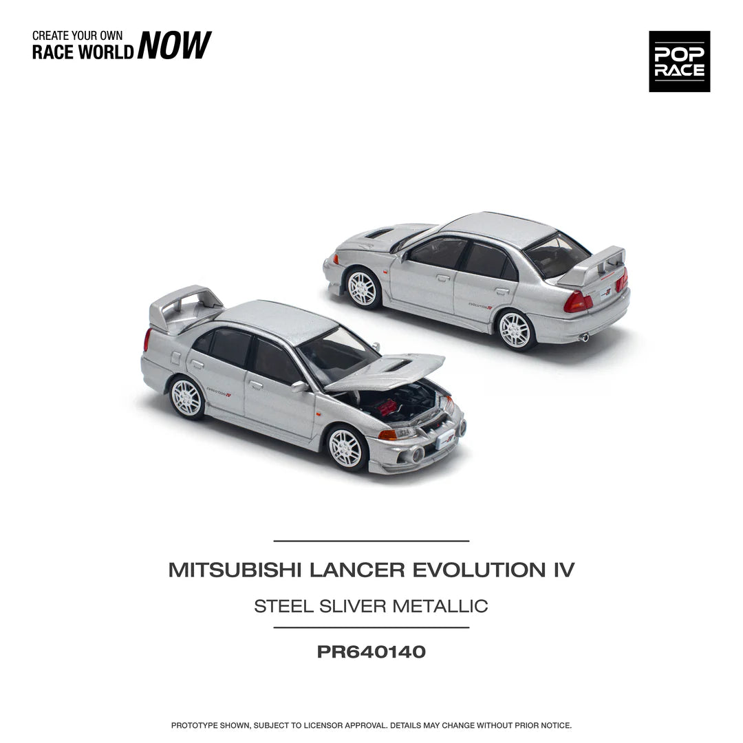 PopRace 1:64 MITSUBISHI LANCER EVOLUTION IV – STEEL SILVER
