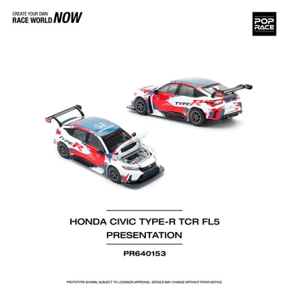 PopRace 1:64 Honda Civic Type-R TCR FL5 Presentation White