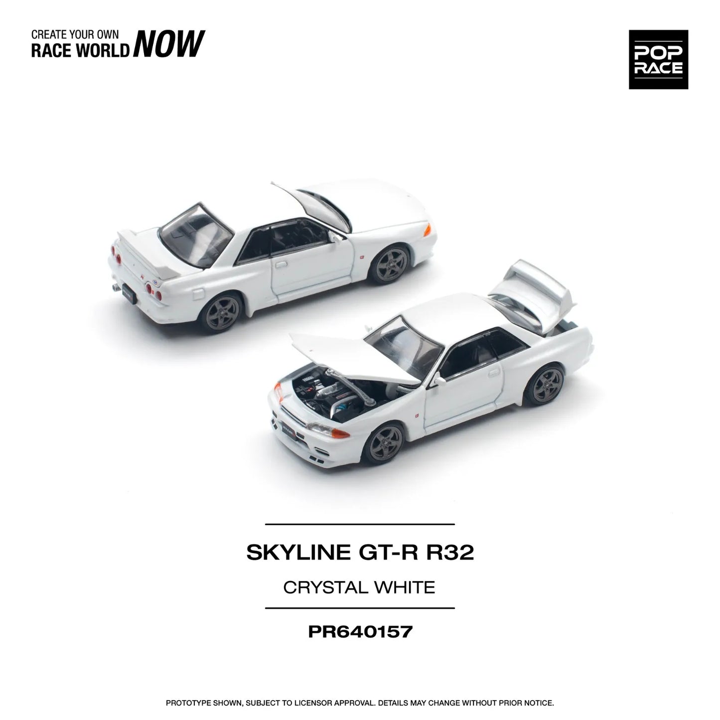 PopRace 1:64 Nissan Skyline GT-R R32 – Crystal White