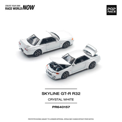 PopRace 1:64 Nissan Skyline GT-R R32 – Crystal White