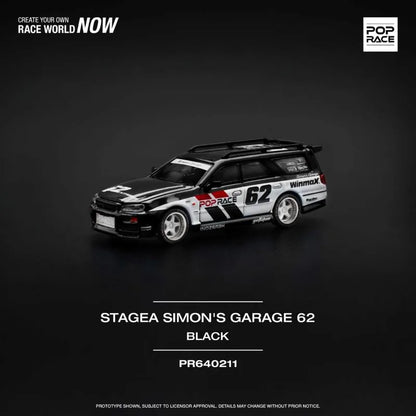 PopRace 1:64 Nissan Stagea Simon’s Garage #62 – Black