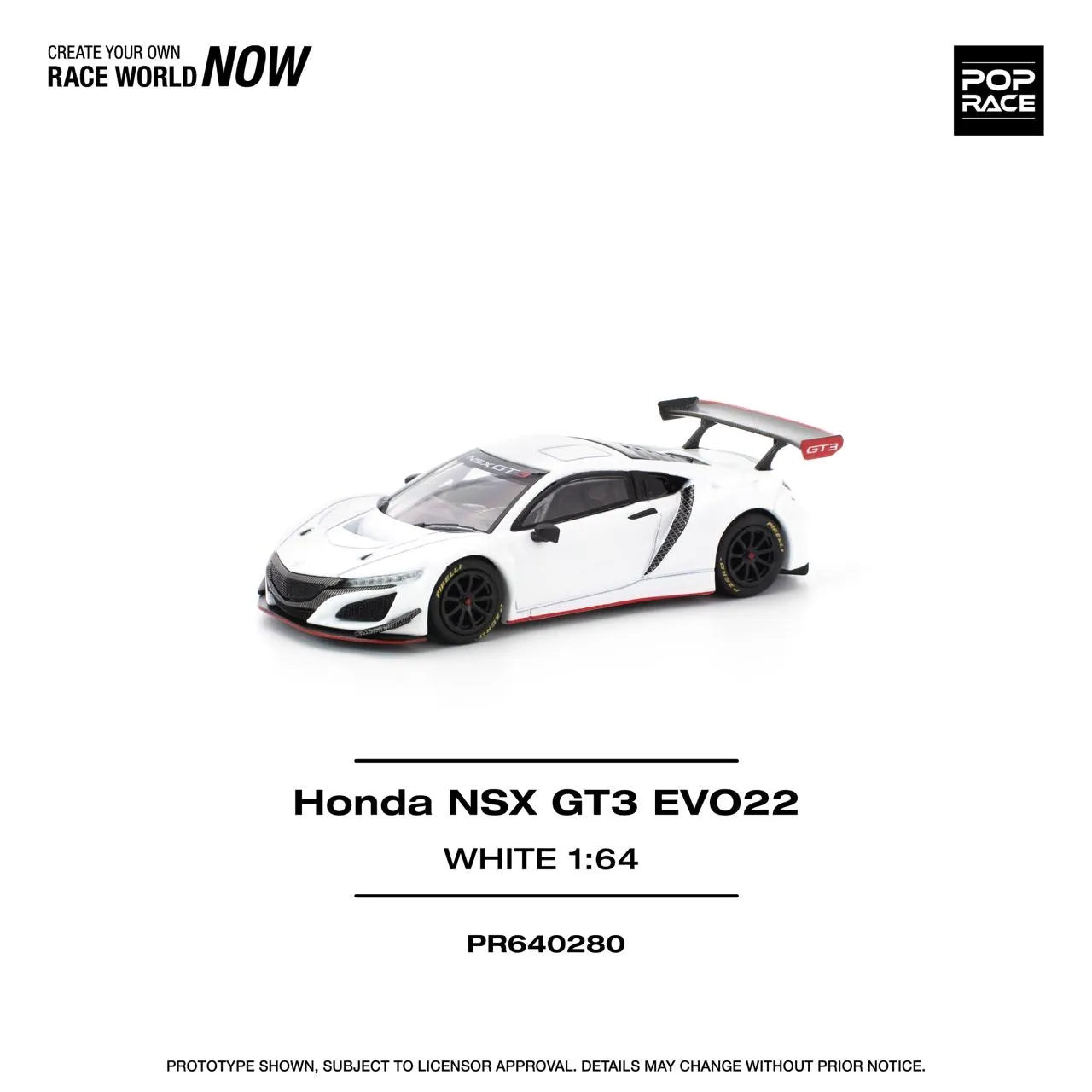 PopRace 1:64 Honda NSX GT3 EVO22 – White
