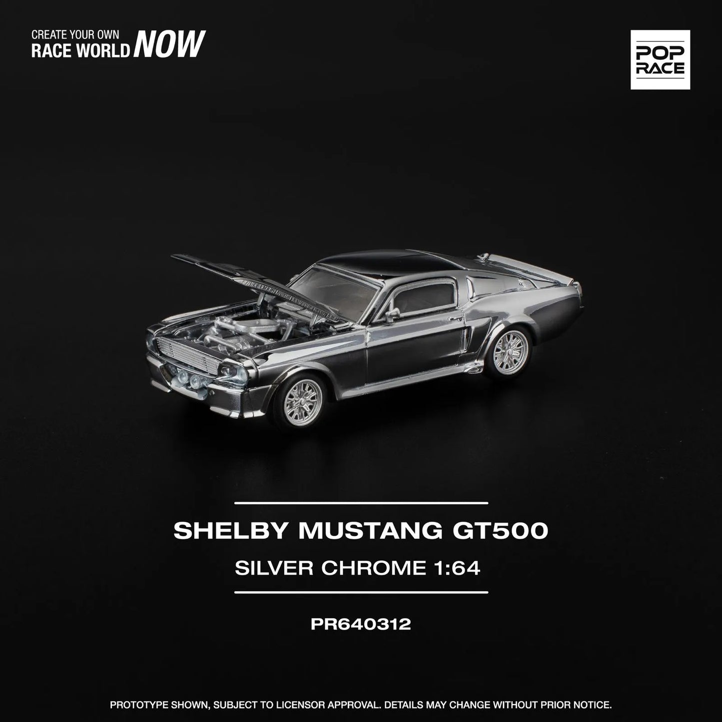 PopRace 1:64 Shelby Mustang GT500 ‘1967 – Dark Chrome