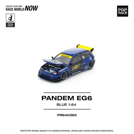 PopRace 1:64 PANDEM CIVIC EG6 – BLUE/BLACK