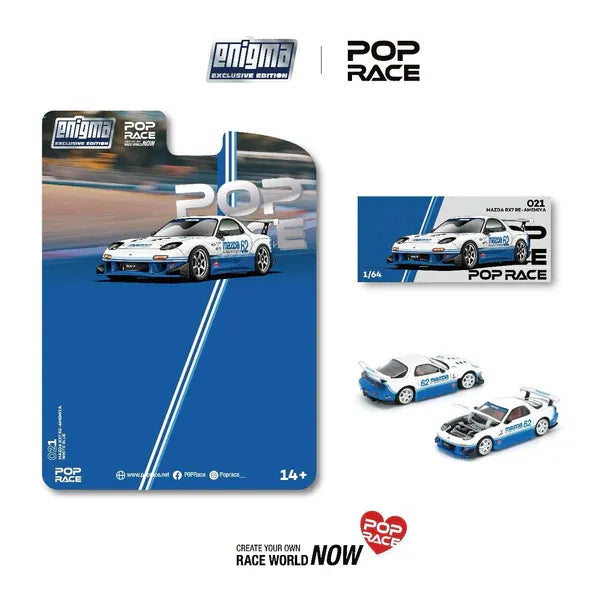 Pop Race 1:64 Mazda RX7 (FD3S) – BLUE/WHITE