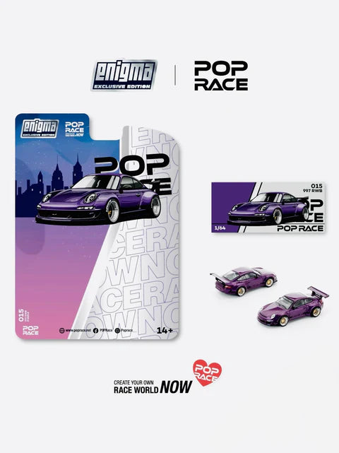 PopRace 1/64 Porsche Enigma RWB 997 Purple