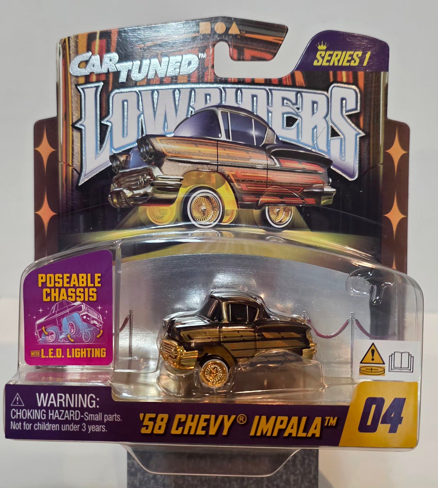 CarTuned 1:64 Lowriders SHOW GLOW Series 1 Assortment of 8 Styles 2025 – L.E.D. Light Up Chassis