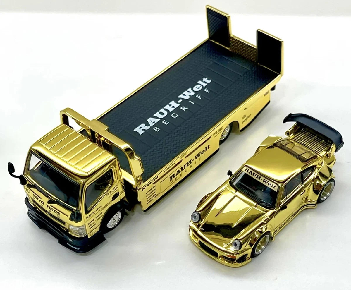 Pop Race 1:64 Porsche RWB 930 & RWB Truck Gold RWB Set HEC 2026