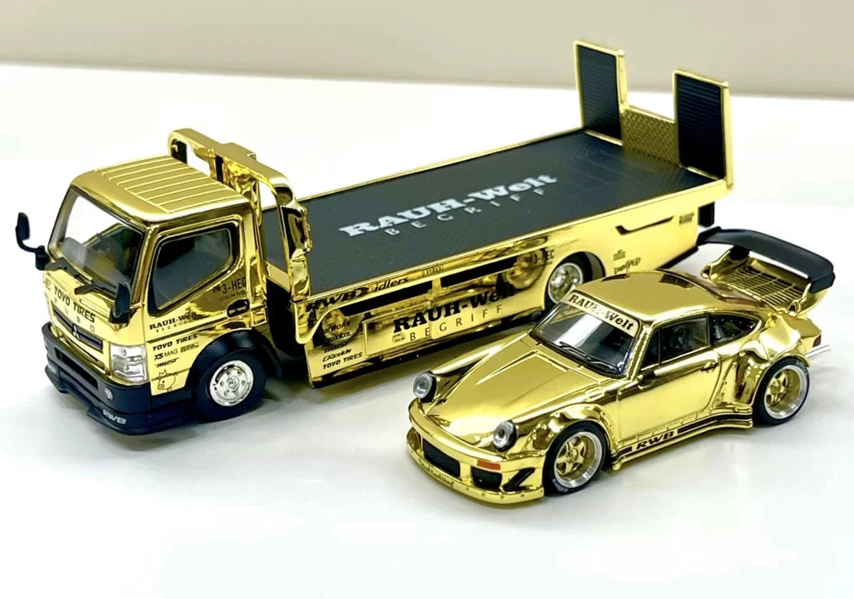 Pop Race 1:64 Porsche RWB 930 & RWB Truck Gold RWB Set HEC 2026