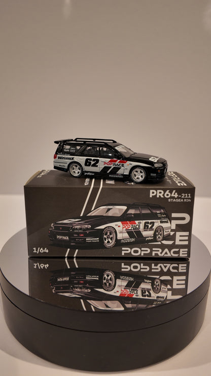 PopRace 1:64 Nissan Stagea Simon’s Garage #62 – Black