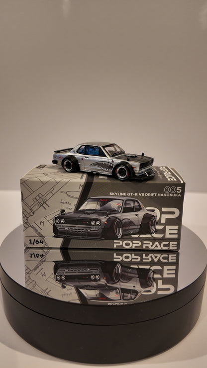 PopRace 1:64 Skyline GT-R V8 Drift (Hakosuka) Metallic Silver