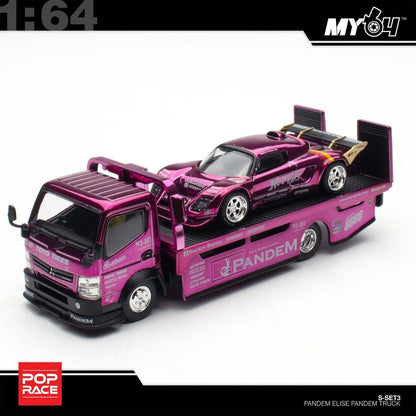 PopRace 1:64 Pandem Lotus Elise & Truck Chrome Purple Rocket Bunny HEC 2026