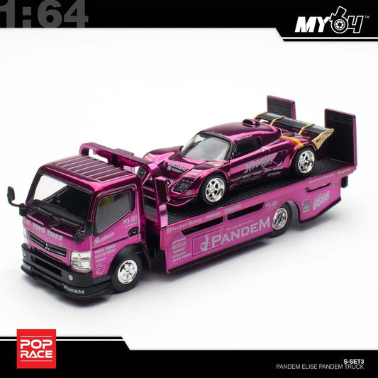 PopRace 1:64 Pandem Lotus Elise & Truck Chrome Purple Rocket Bunny HEC 2026